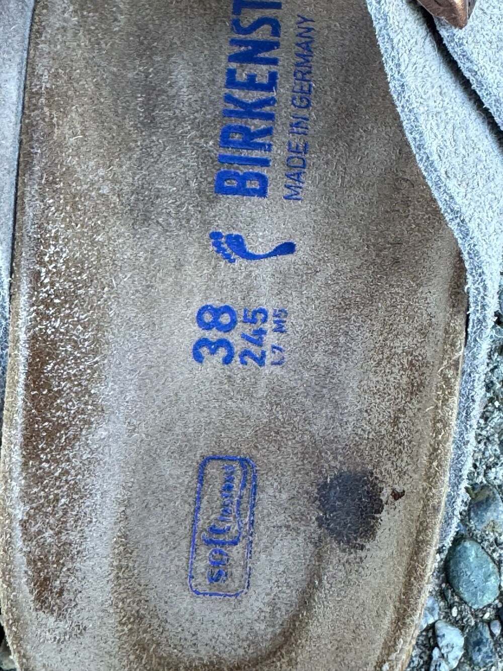 Birkenstock Arizona Soft Footbed Suede Slide Sandals in Taupe Size 38 - Picture 9 of 13